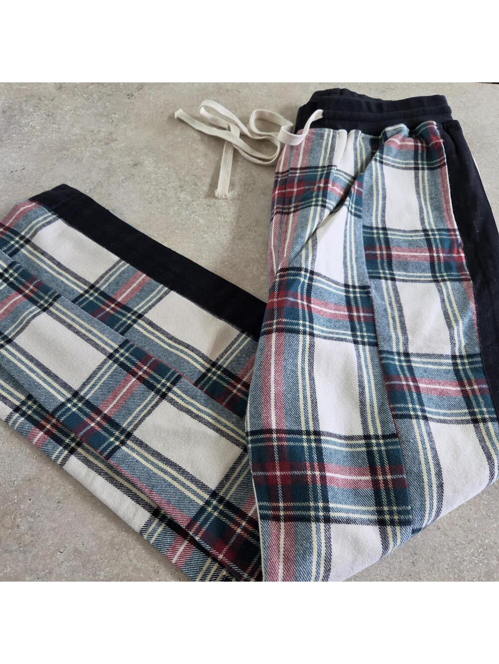 "lost my head" Plaid Patterned Casual Lounge Pants with Drawstring Waist sz XL